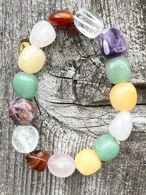 Multi Gemstone Nugget Stretch Bracelet | Handmade